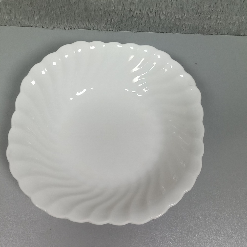 Johnson Bros Snowhite Regency White Swirl Scalloped Ironstone Bowl 6.25 Inch